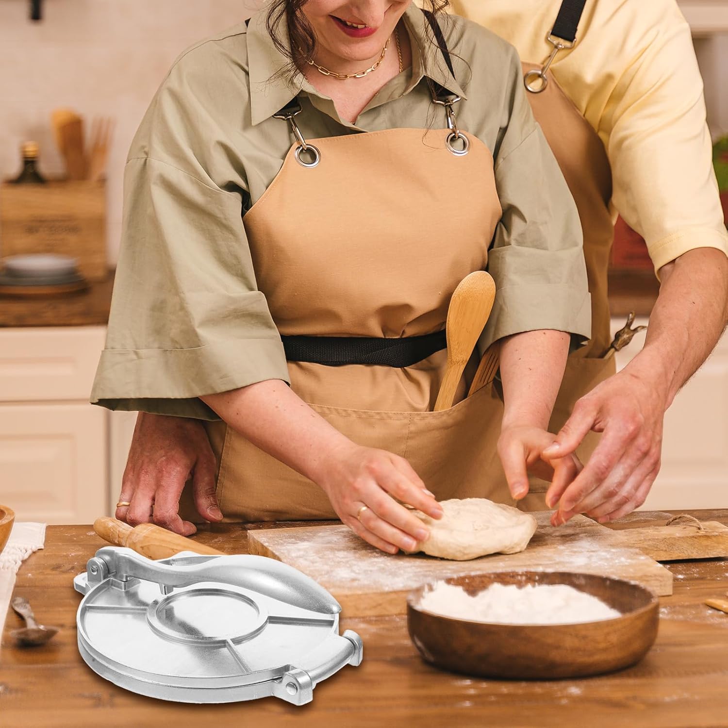 DOITOOL 17.32 Inch Aluminum Dough Presser Large Tortilla Press for Quesadilla Taco and Empanada Making - Heavy Duty Round Kitchen Tool