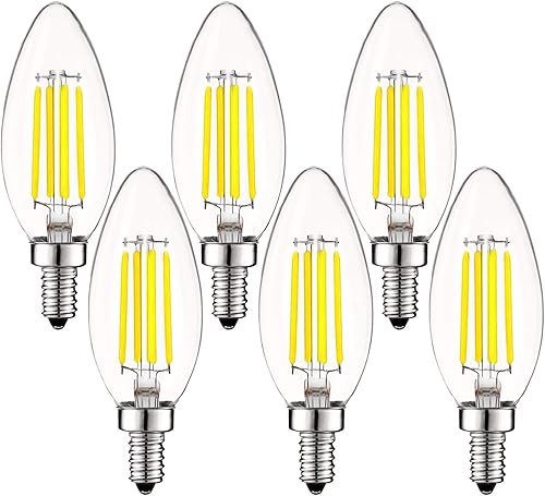 Miniatura 13 de LUXRITE Bombilla LED vintage de candelabro equivalente a 60 W, 550 lúmenes, 3000 K blanco suave, bombillas LED de araña de 5 W, regulables, vidrio