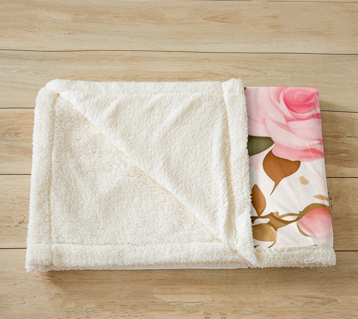 Feelyou Pink Floral Plush Blanket Floral Botanical Flower Fleece Throw Blanket for Kids Adult Girls Women Vintage Pink Rose Sherpa Blanket Romantic Fuzzy Blanket for Sofa Bed Couch 50"x60"