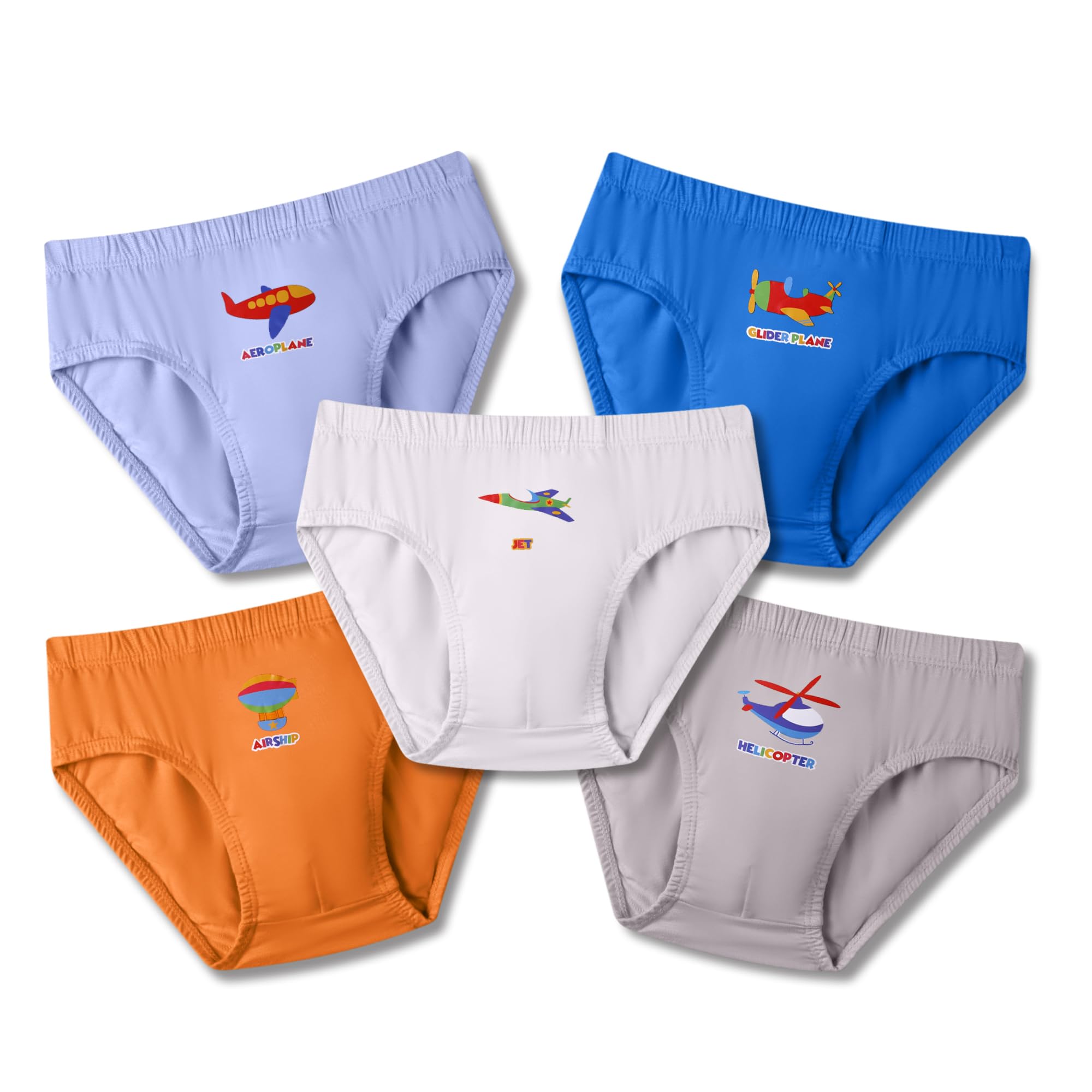 Simply Life Boys Underwear Breathable Bamboo Viscose Spandex Briefs 5pc Pack - Printed