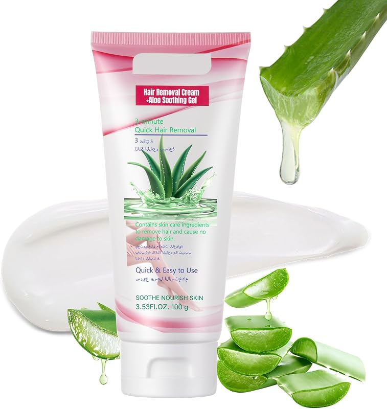 Hair Removal Cream for Women, Aloe Vera Effective Painless Flawless Sensitive Depilatory Cream for Bikini, Private Areas, Pubic, Body, Legs, and Underarms, Gentle Formula for All Skin Type