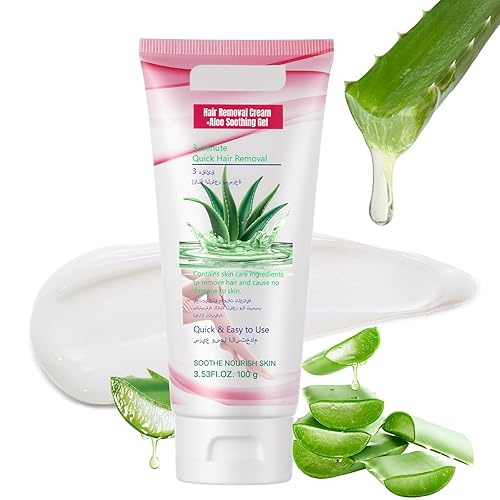Crema depilatoria sensible con aloe vera para bikini, áreas privadas, púbico, cuerpo, piernas y axilas, fórmula suave e indolora para todo tipo de