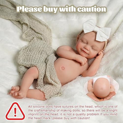 Miniatura 4 de BABESIDE Muñecas de bebé Reborn de silicona de cuerpo completo, 12 pulgadas (peso 3 libras) de silicona completa con peso realista, muñeca de bebé