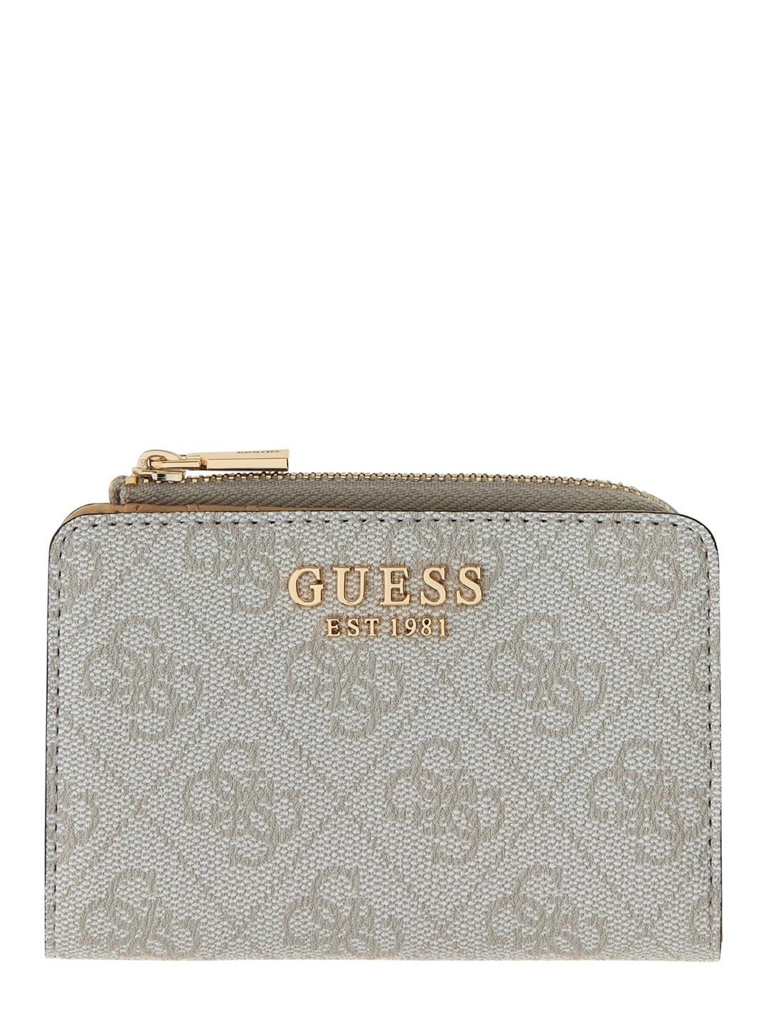 GUESS Monedero Laurel II SLG Zip Around Card Case Bone Logo Crema