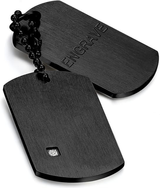 Cupimatch Men Military Army Style Polished Stainless Steel Dog Tag Pendant Necklace with 22" Chain Silver