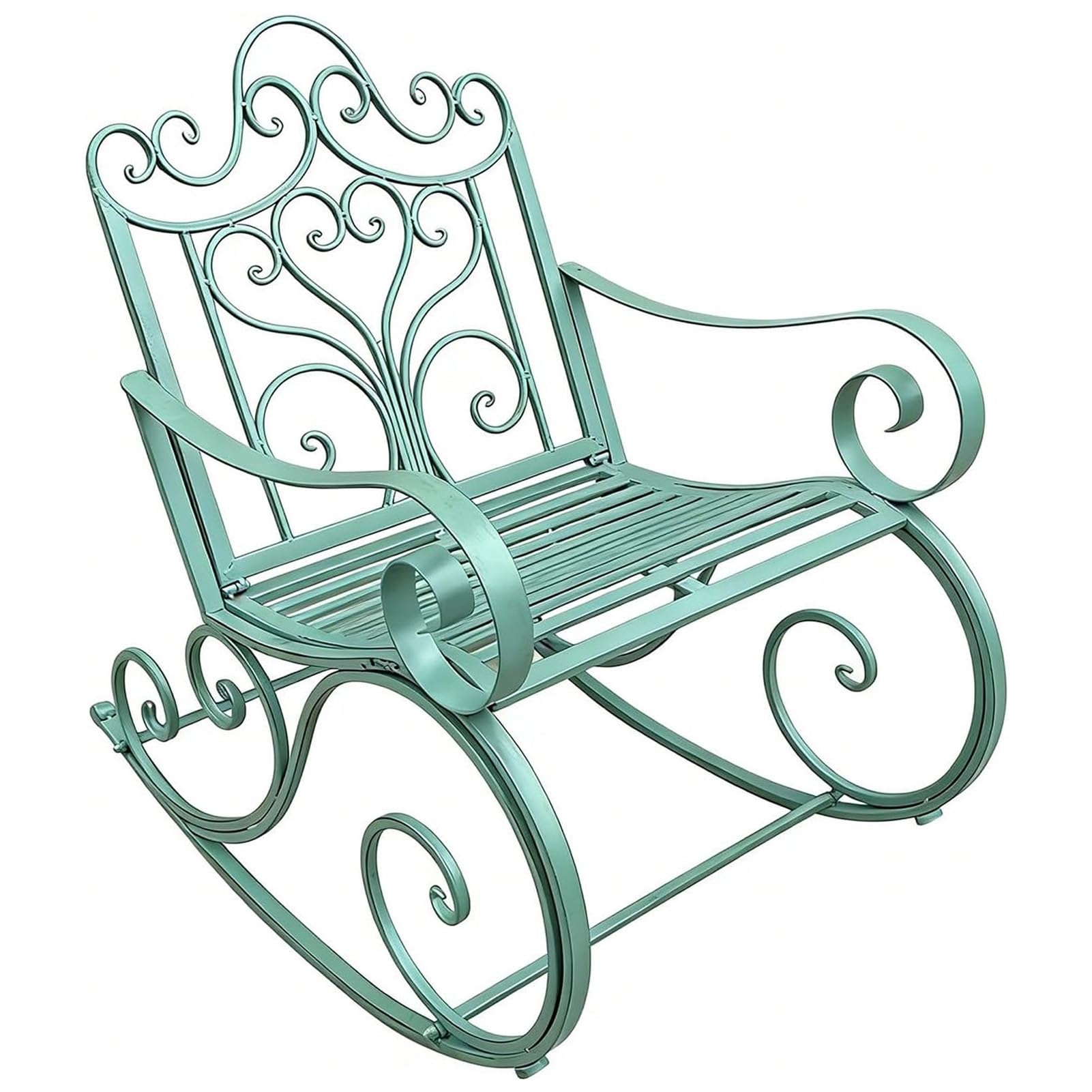 Banc de chaise double en fer forgé de campagne au style rétro chic pour patio
