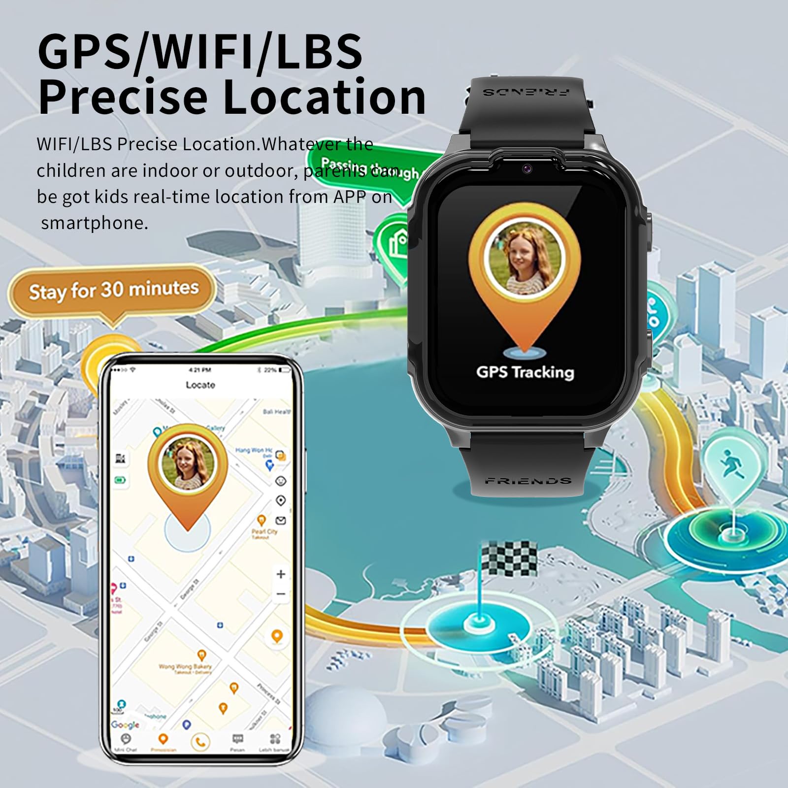 Smartwatch Bambini 4G, Orologio Smartwatch Bambini con Video HD e Chiamate, Touch Screen da 1,83 Pollici, SOS, GPS, Giochi, Modalità Classe, Regalo per Ragazzo e Ragazza 4 ai 14 Anni (Nero)