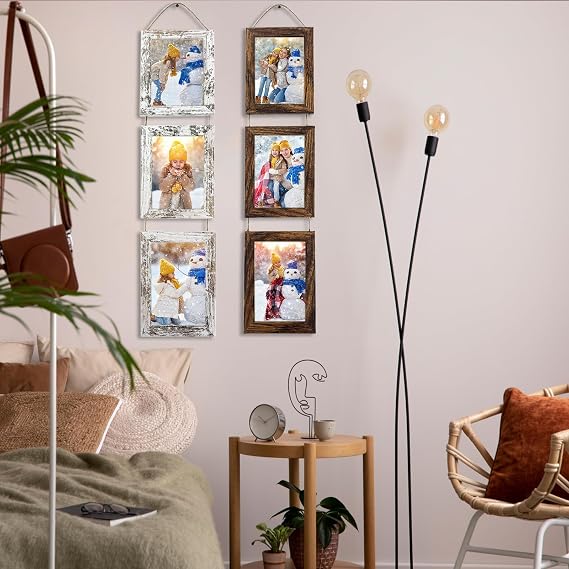 5x7 Wall Hanging Picture Frames Collage with 3 Opening Frames White