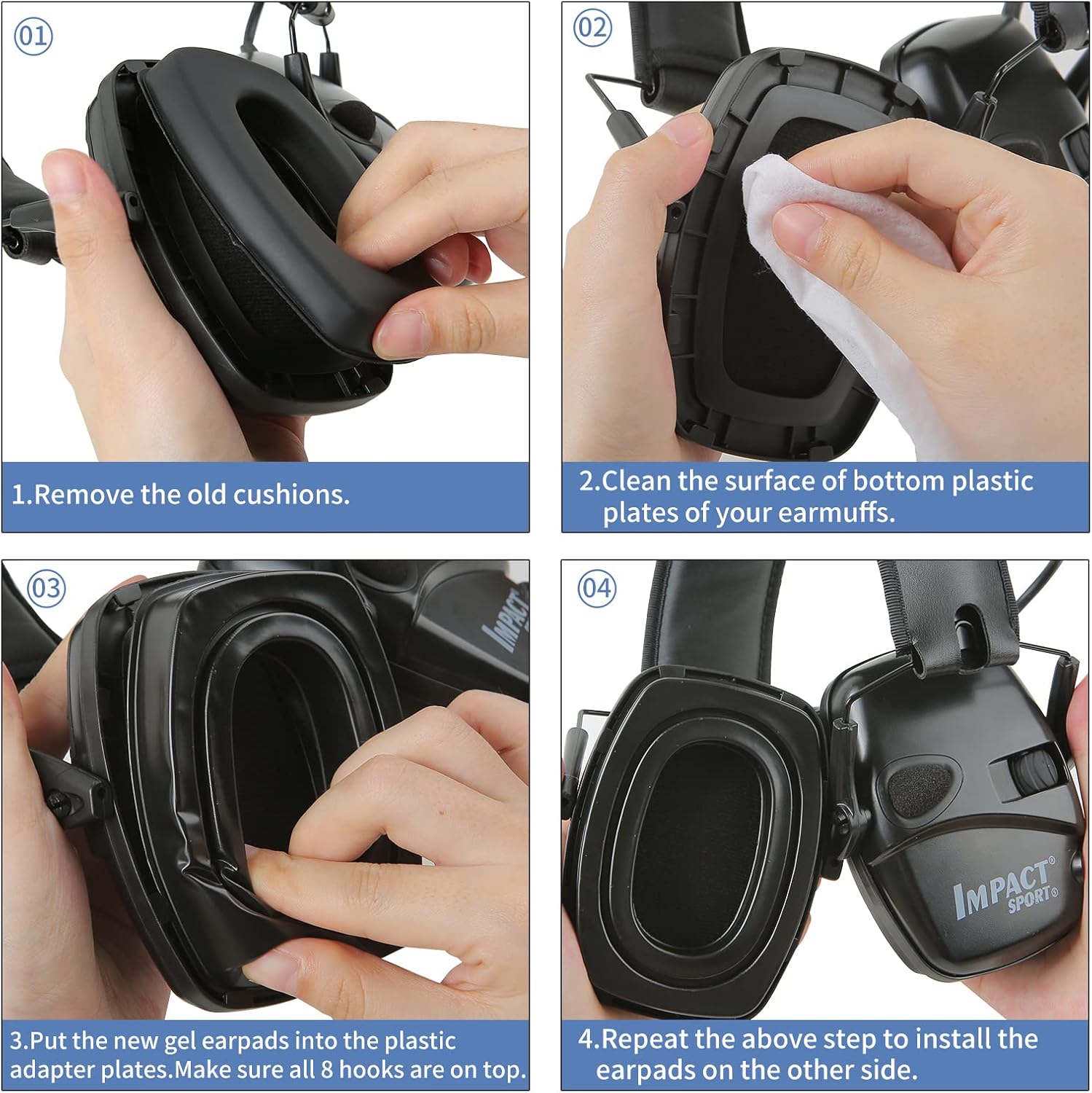 Gel Ear Seals for Howard Leight by Honeywell Earmuffs Impact Sport, Impact Pro, Sync, Leightning, Ear Cushions Earpads for Awesafe Earmuffs, ZOHAN EM054, PROHEAR 030, 036, 016 - Image 6