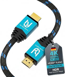 Ultra HDTV Premium 4K HDMI Kabel 1m – Zertifiziert 18Gbps | 4K@60Hz HDR10+ Dolby Vision | TV PS5 Xbox Soundbar | ARC HDMI 2.0b | Vollmetall Nylon