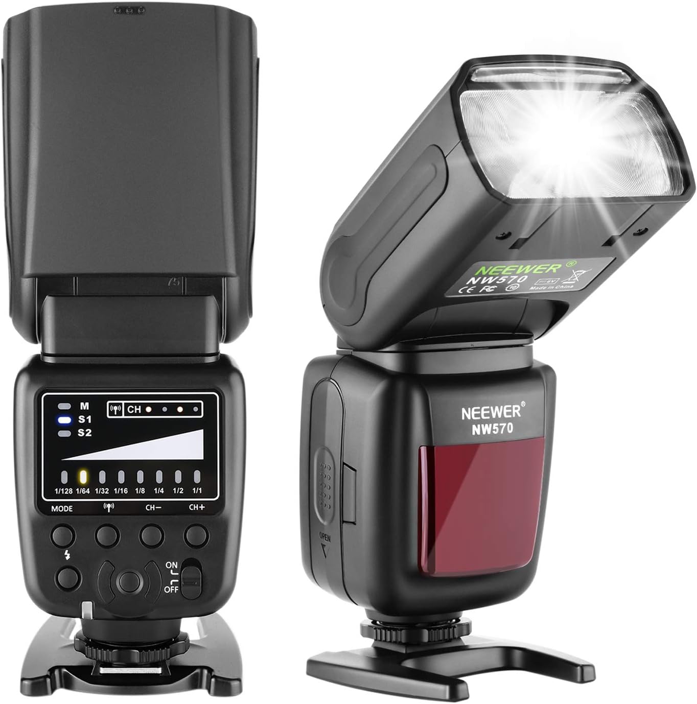 Neewer Flash Speedlite with 2.4G Wireless System and 15 Channel Transmitter for Canon Nikon Sony Panasonic Olympus Fujifilm Pentax and Other DSLR Cameras with Standard Hot Shoe (NW570) : Electronics