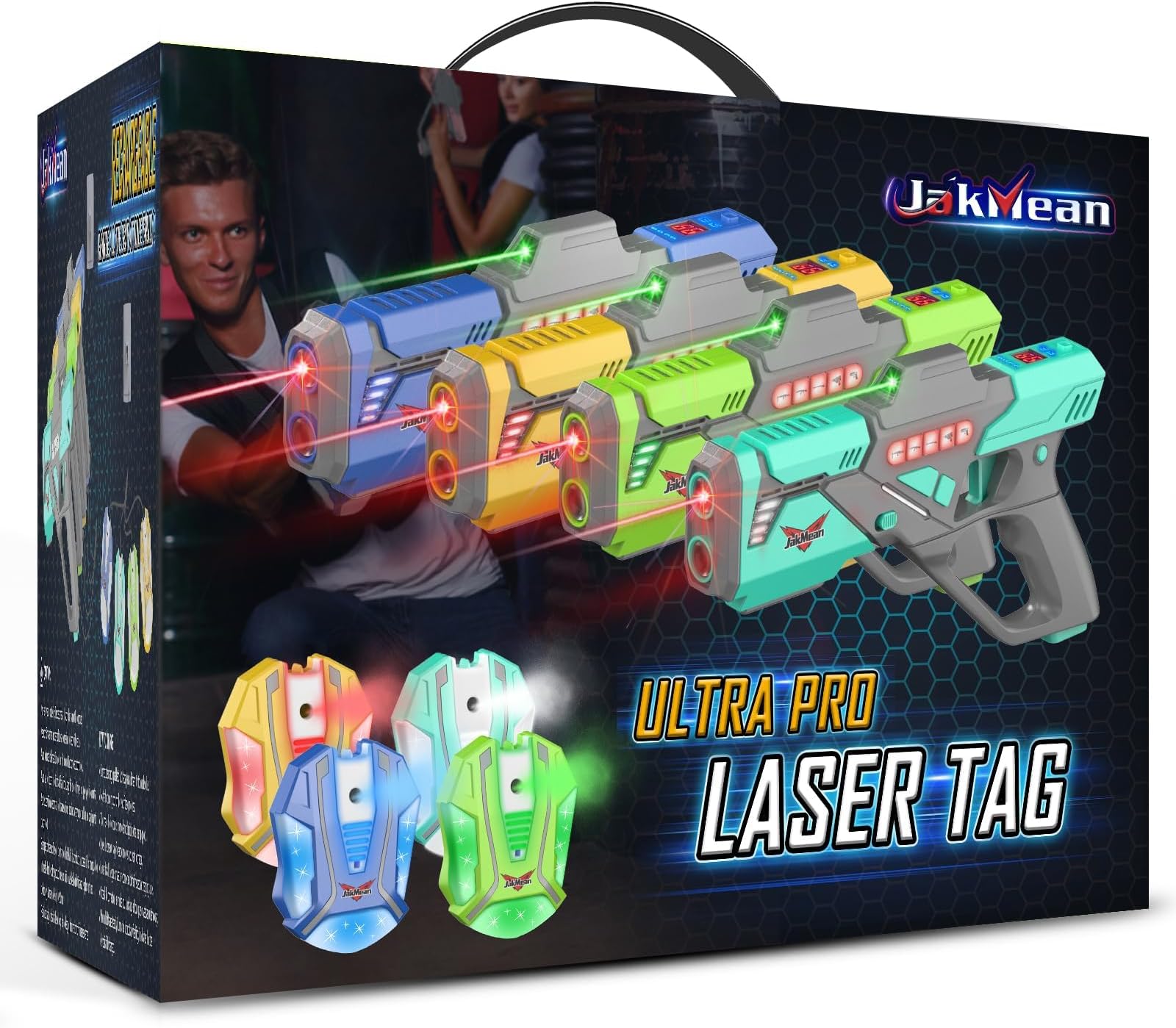 Rechargeable Laser Tag Set with Vests, Upgrade Laser Tag Guns Set of 4 with Mist Spray Effect, Multi Player Toy for Teen Boys & Girls, Indoor&Outdoor Toy Play Game Gift,Ages 8+