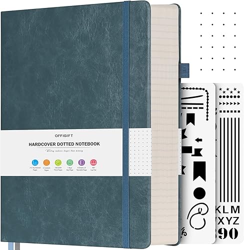 Cuaderno de diario con puntos, 312 páginas numeradas, cuaderno grande B5 de cuero de tapa dura, papel de 100gsm sin traspaso, cuaderno de cuadrícula
