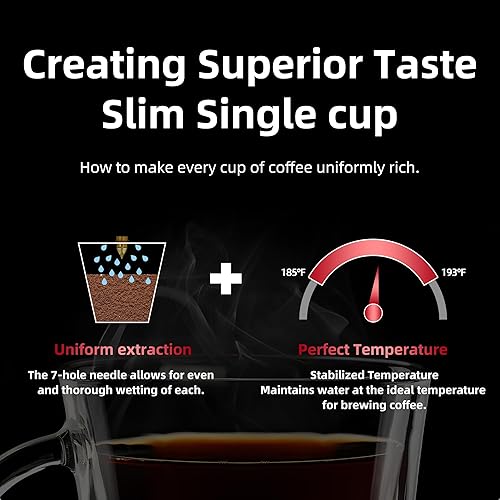 Miniatura 5 de Cafetera, cafetera de una sola porción, cafetera de una taza con filtro reutilizable y botón de control de un solo toque, cafetera portátil para
