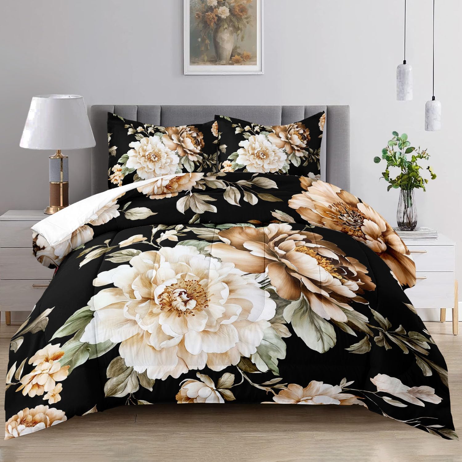 Raphus cucullatus Purple & Pink Floral Comforter Set - King Size, Includes Comforter, Quilt, Bedding Set