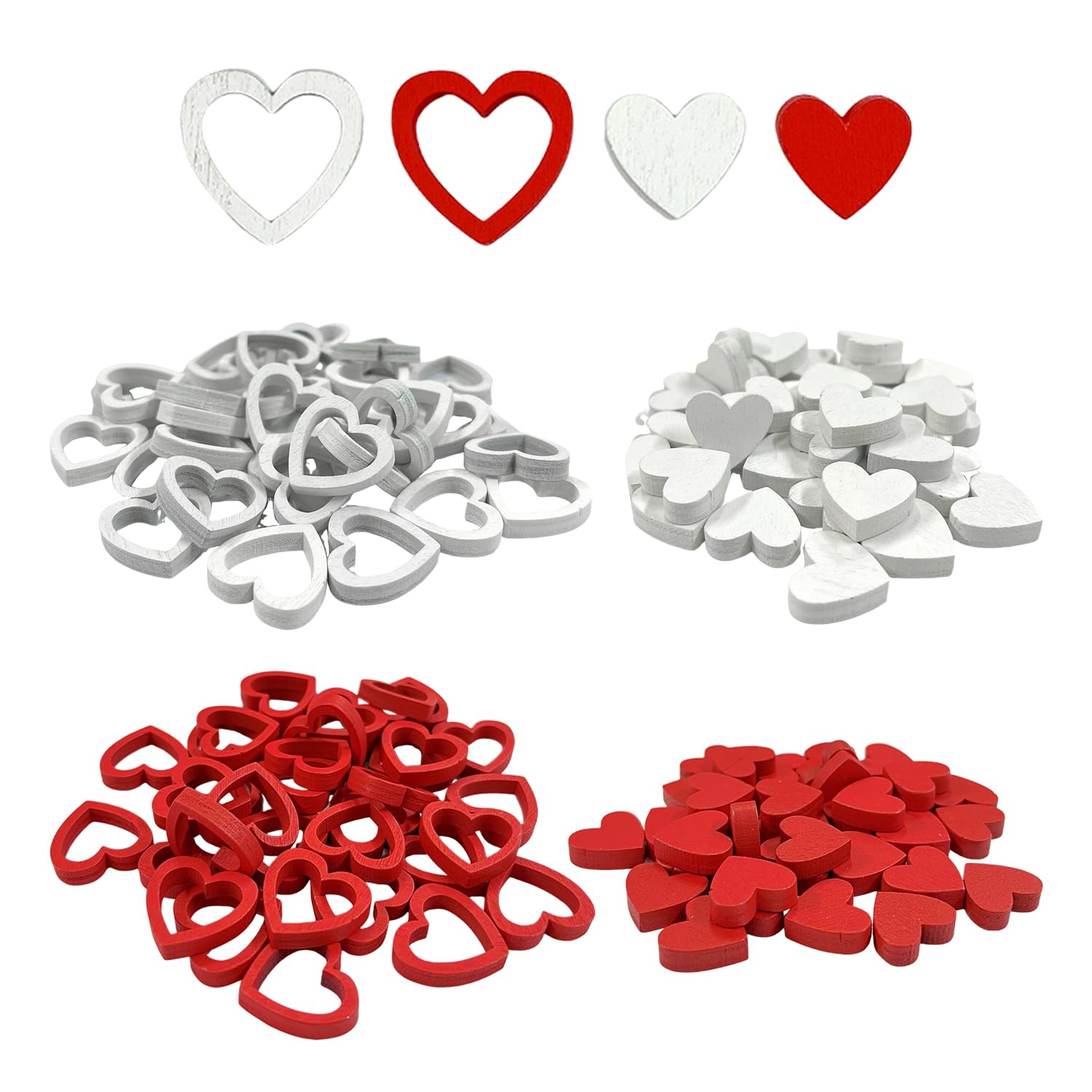 TVSVKWE 144 Pieces Of Wood Heart-Shaped Ornaments, Dining Table Decoration, Diy Handicraft Accessories, Wedding Decoration, Reusable.