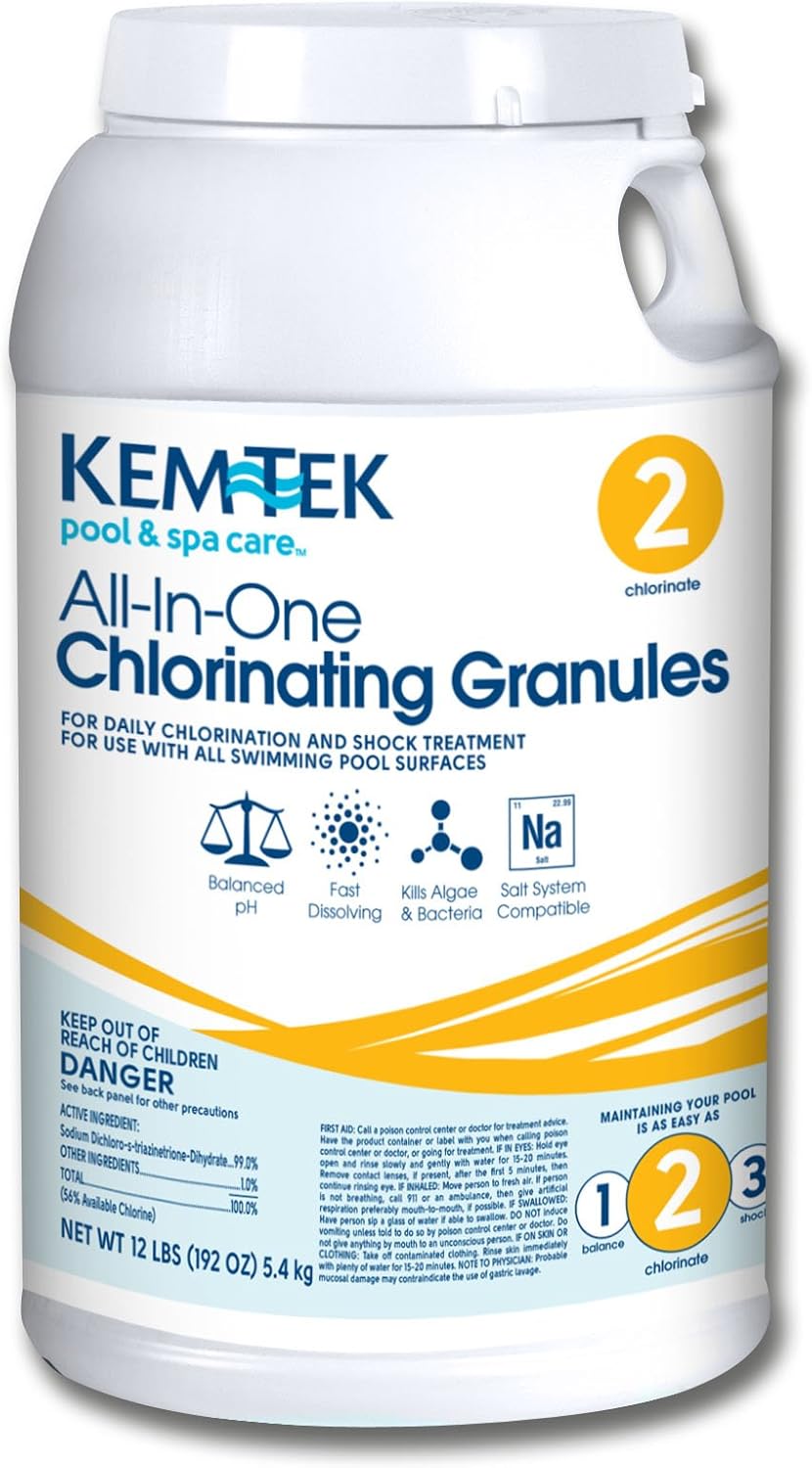 KemTek 007 Pool and Spa AllinOne Concentrated Chlorinating Granules, 12Pound Amazon.co.uk