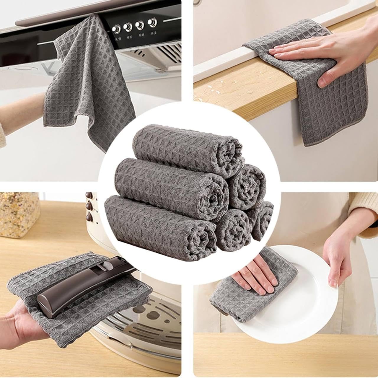 Cheshu Enterprise Napkins, Premium Cloth Napkins, Washable Napkins for Gifts,Highly Absorbent Multi-Purpose Dust and Dirty Cleaning Supplies,2 per Pack (Color : Gray, Size : 20x20cm) 2