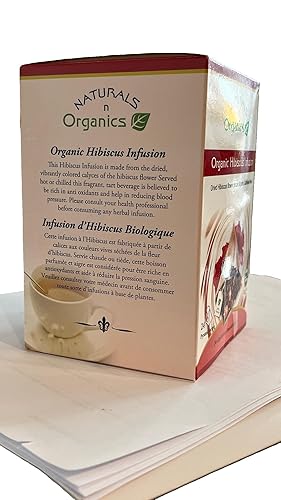 Miniatura 4 de Naturals-n-Organics Té orgánico de flores de hibisco, sin cafeína, 24 bolsas de té biodegradables