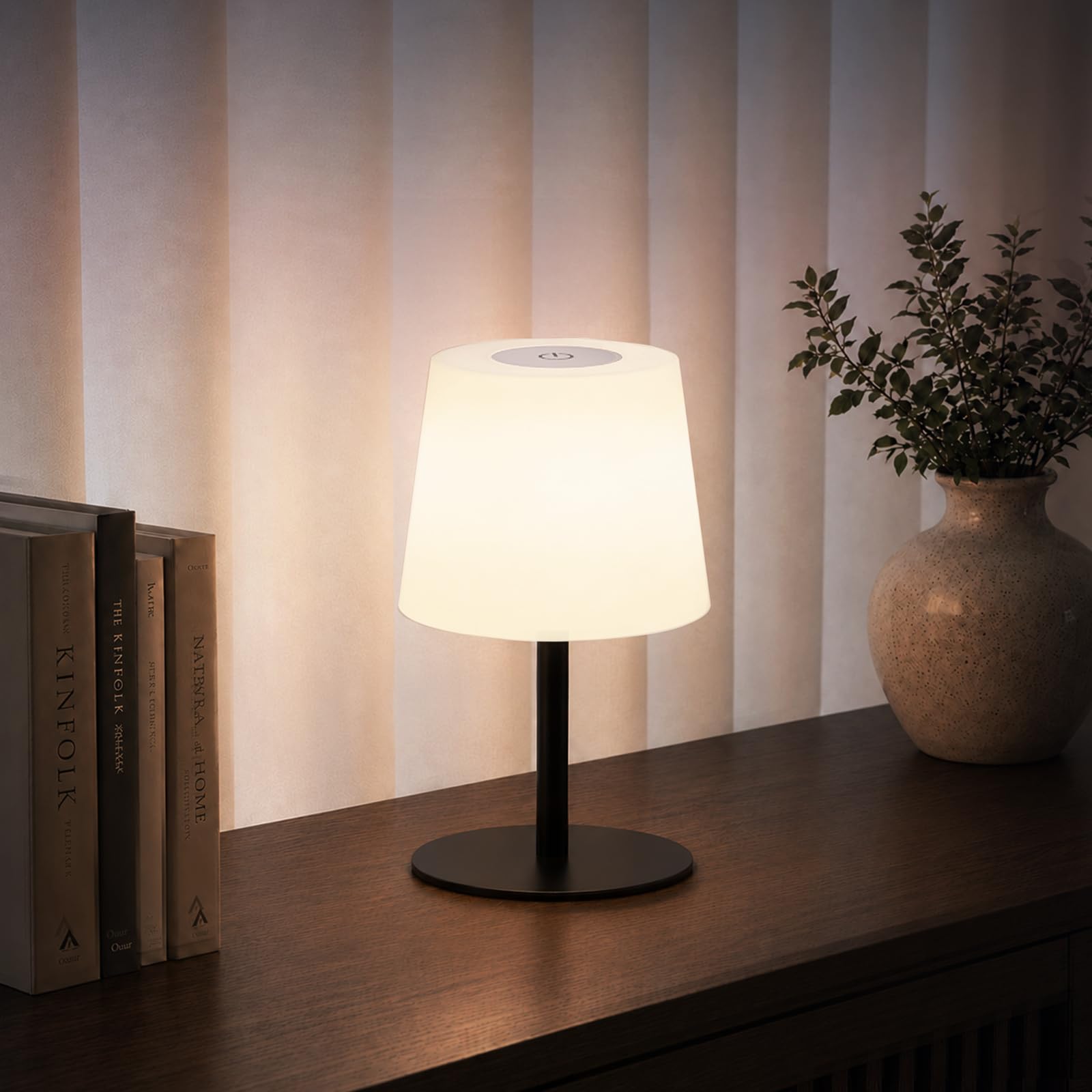 EZVALO Lampe de Chevet Sans Fil Tactile, Lampe de Table LED Rechargeable USB-C, Batterie 4500 mAh, Luminosité Réglable, 3 Couleurs, Lampe Portable pour Chambre, Salon, Extérieur (Noir, 1 Pièce)