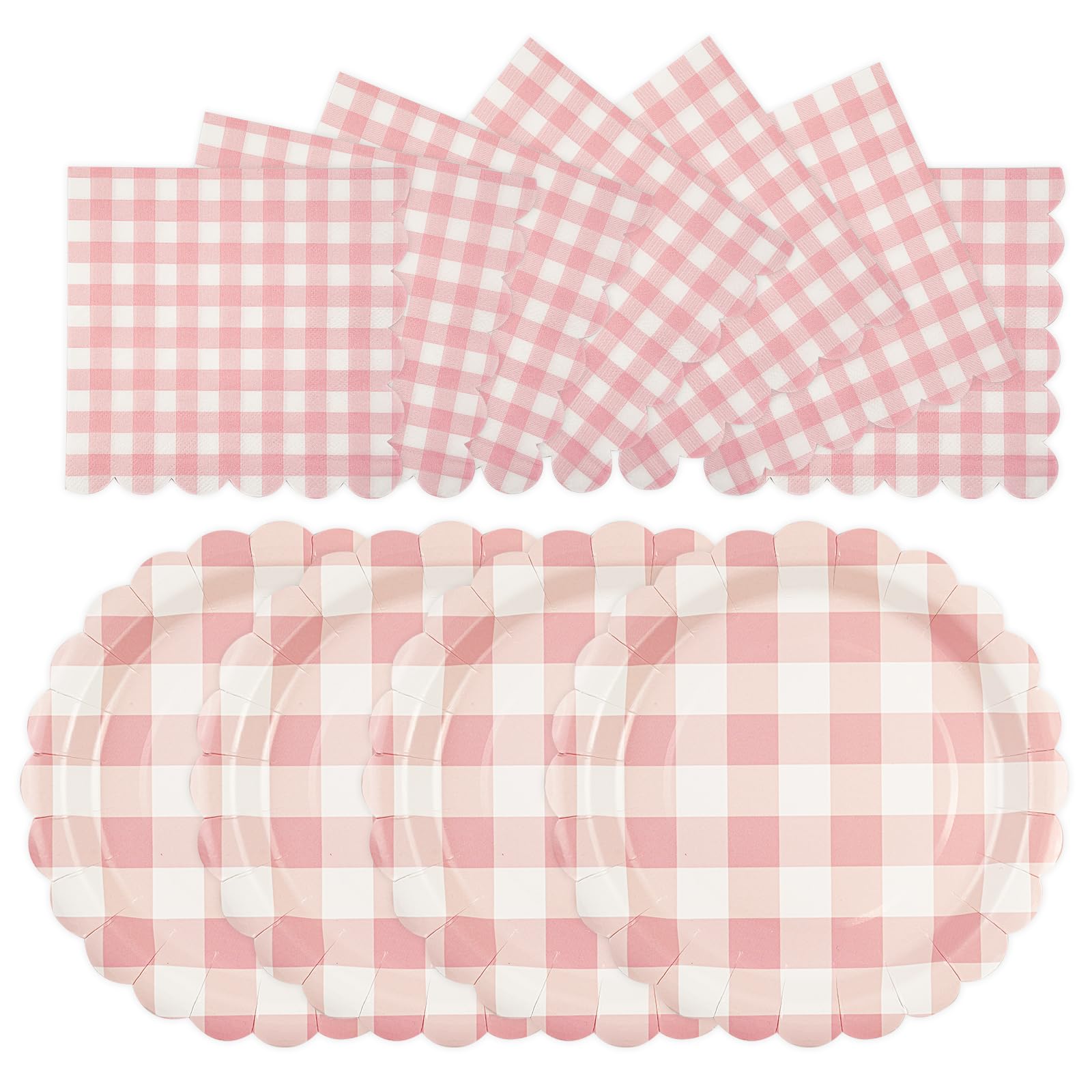 Blue Gingham Paper Plates & Napkins - 50 PCS -12