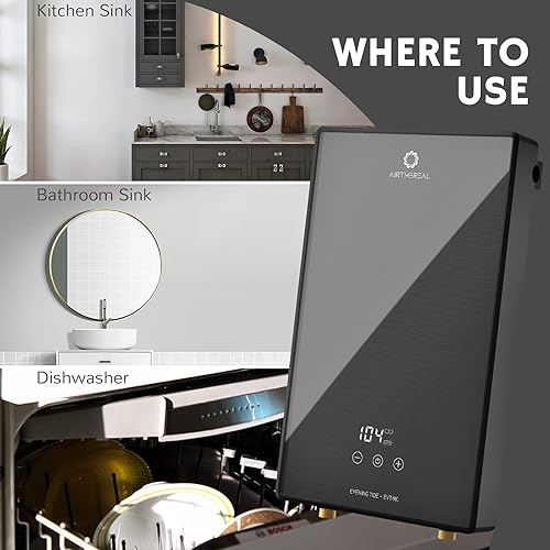 Vista 31 de Airthereal Calentador de agua eléctrico sin tanque, 8 kW, 240 voltios, agua caliente sin fin a demanda, auto modula para ahorrar energía, uso