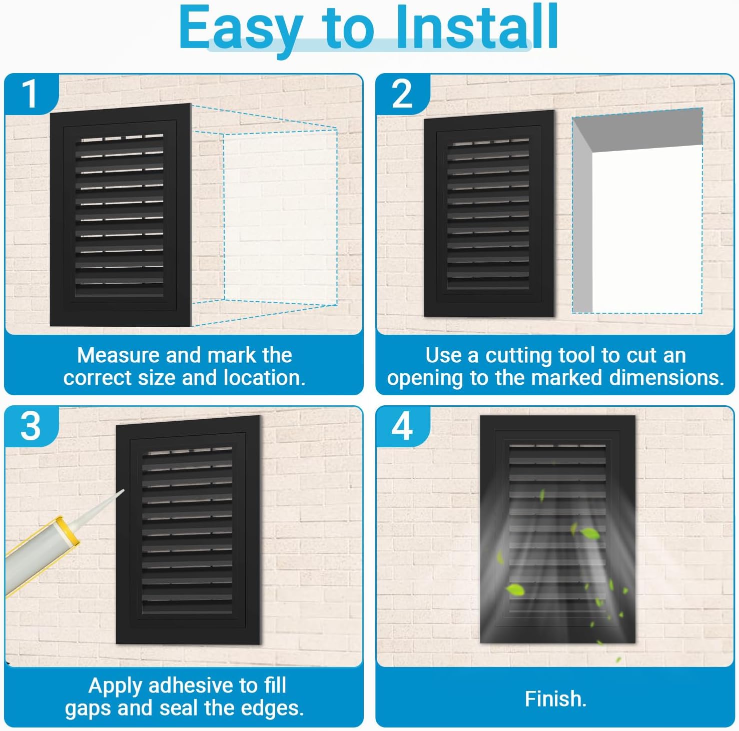 2 Pack 12''x18'' Aluminum Gable Vent with Replaceable Screen, Louvered Attic & Shed Vent for Exterior Doors, Walls, House (Black)