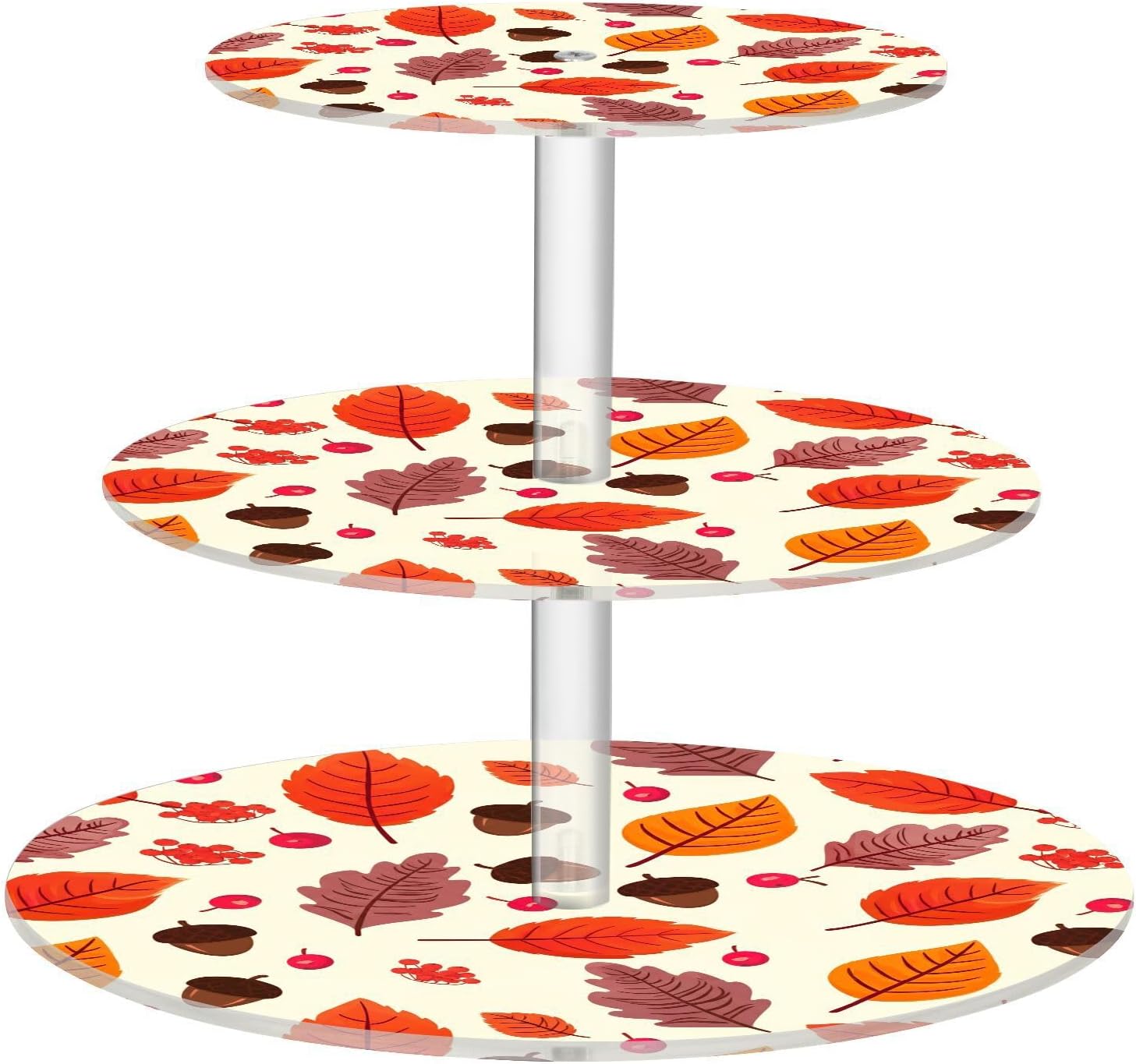 Maple Leaves Leaves 3 Tier Acrylic Cupcake Stand, Cupcake Stand for 34 Cupcakes for Weddings,Christmas,Holidays,Parties,Birthday,Printed Cupcake Tower 23300056