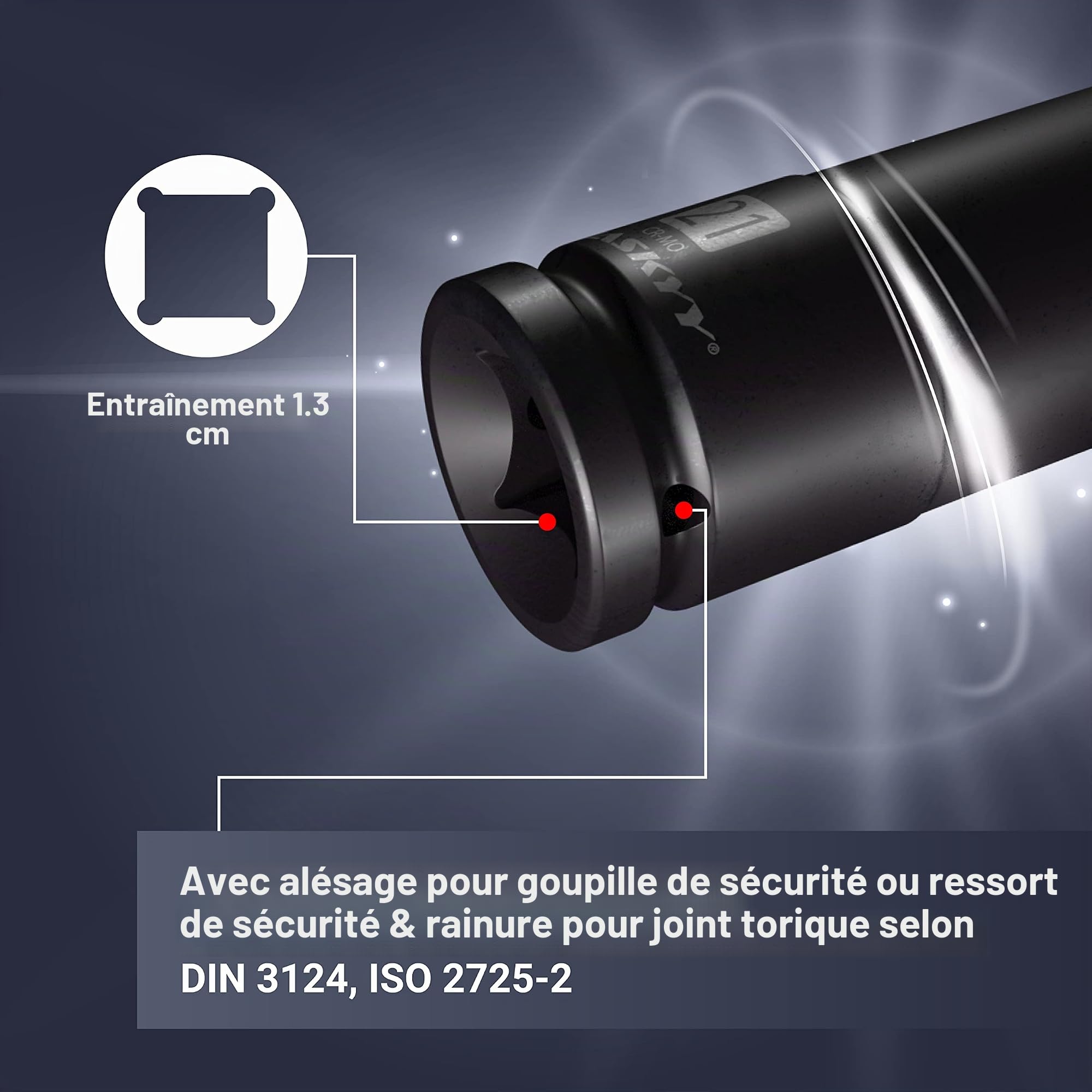 HASKYY 16 pièces.Kraft Visseuse à percussion - Clé à douille six pans Noix 10-32 mm - Noix à frapper avec enregistrement 1/2.