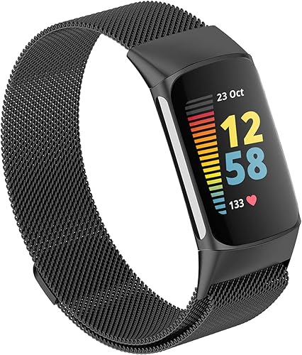 Bandas magnéticas de malla solo compatibles con Fitbit Charge 5, pulseras de metal ajustables de acero inoxidable correas de repuesto para Charge 5