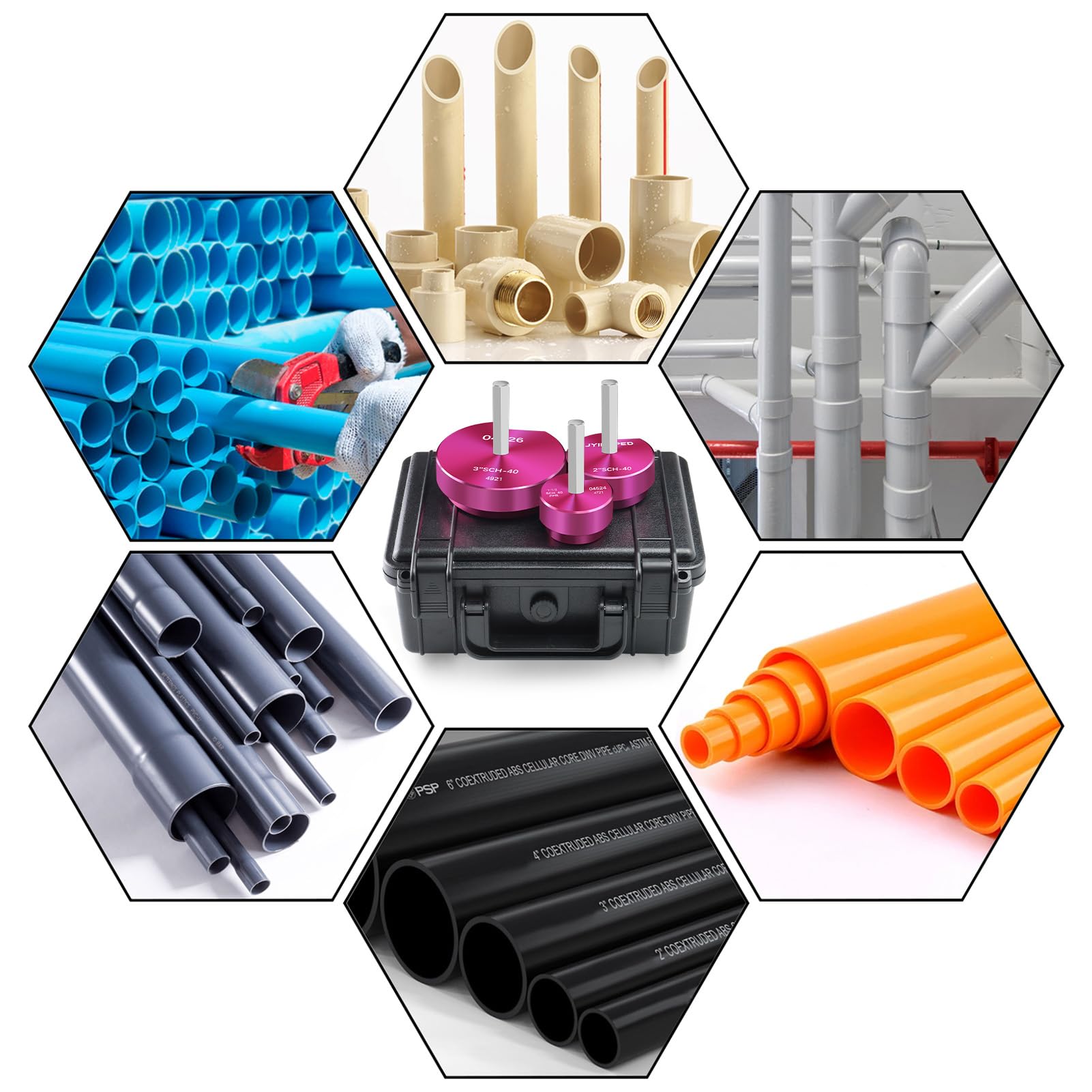 Escariador de tubería de PVC de 1-1/2 y 2 y 3 pulgadas, protector de accesorios de PVC, escariador de PVC con eje hexagonal de 3/8 pulgadas, escariador de tubería de plástico ABS para fontanería