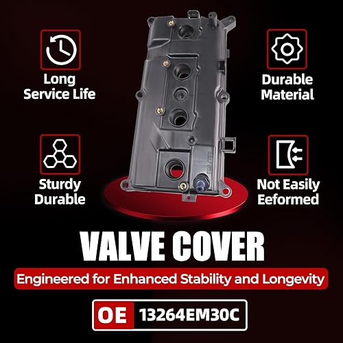 Miniatura 4 de MITZONE Kit de cubierta de válvula de motor compatible con Nissan Tiida 2007-2018 Nissan Versa 1.8L L4 Repace 13264EM30C 2007-2013