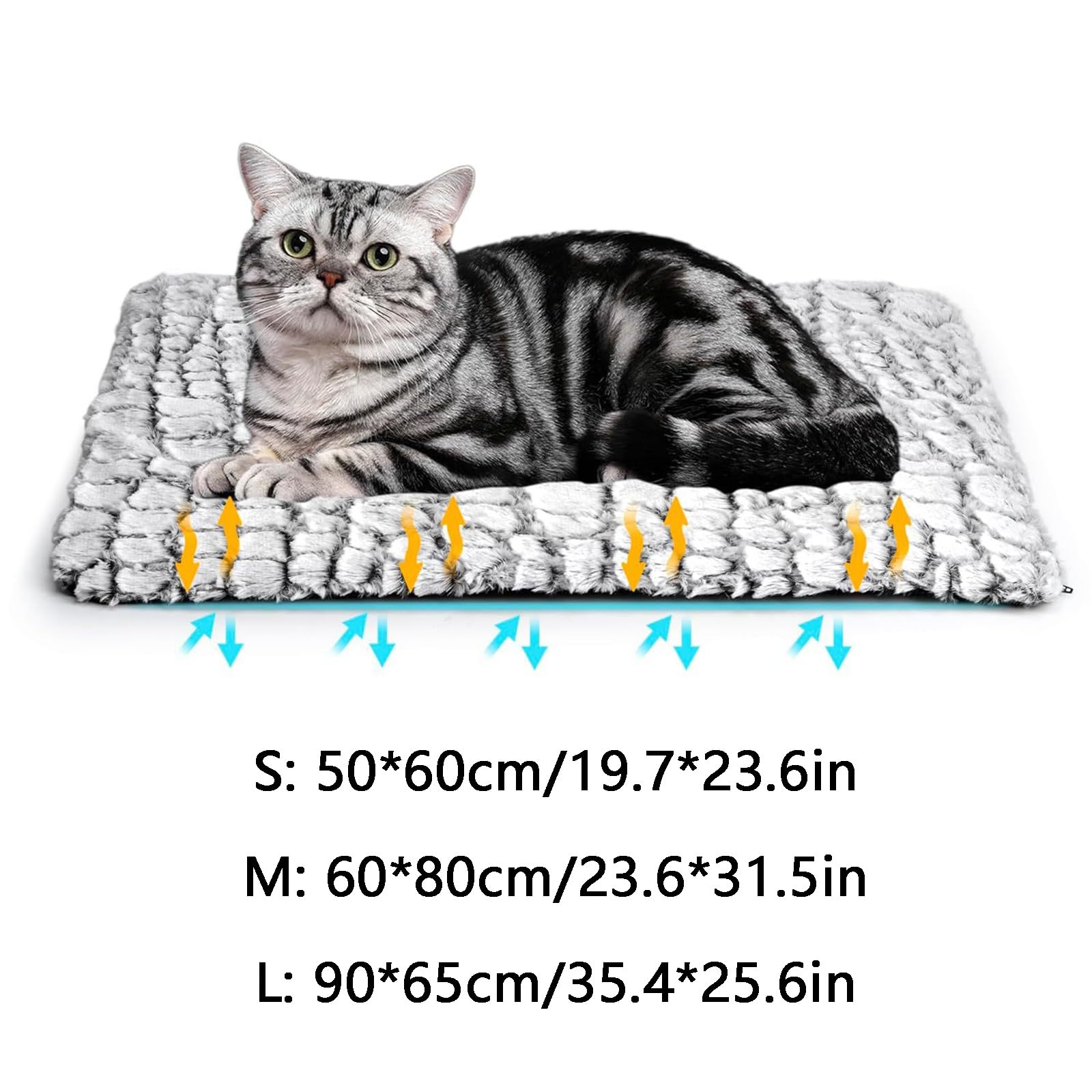 Selbstwärmende Katzenmatte, Selbstheizende Hundedecke, Weich und Bequem, Waschbarer Bezug, Sicher und rutschfest, für Verschiedene Haustiere Geeignet(Large)
