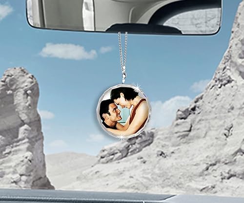 Miniatura 3 de Adorno colgante de cristal diáfano personalizado para espejo retrovisor de automóvil con foto, decoración personalizada para colgante de automóvil,
