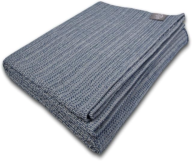 Craft Story Koc Yara, uniwersalny, dżinsowo-niebieski, ze 100% bawełny, koc dzienny, narzuta na sofę, koc piknikowy, użytkowy i ochronny, ok. 170 x 220 cm