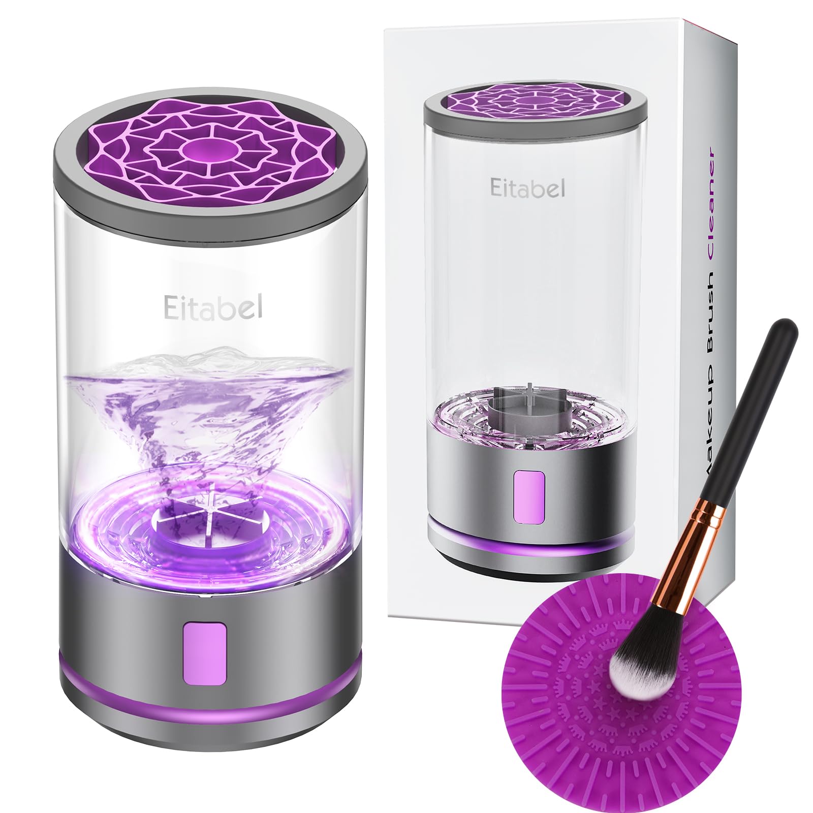 EITABEL Electric Makeup Brush Cleaner Machine - Automatic Cosmetic Brush Washer, Portable Makeup Brushes Cleanser for All Foundation Brush Types, Fast Deep Cleaning Machine