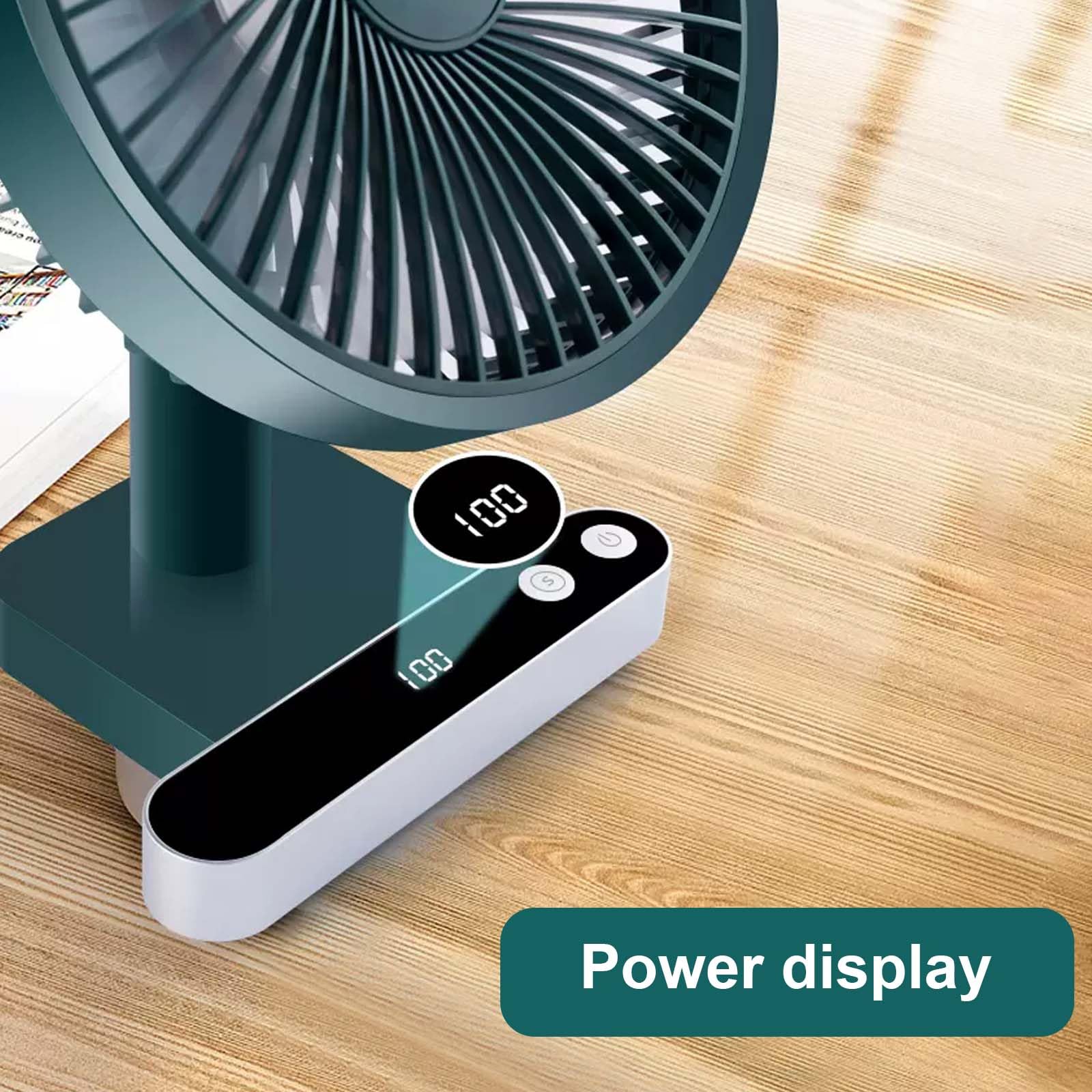 6.7 Inch Mini Ventilatori da Tavolo Portatile, Scrivania di 5000mAh Ricaricabile, 4 Velocità, 180° Rotazione Automatica, Ventilatore Silenzioso con Cavo USB, Per Ufficio, Soggiorno, Viaggi (Verde)