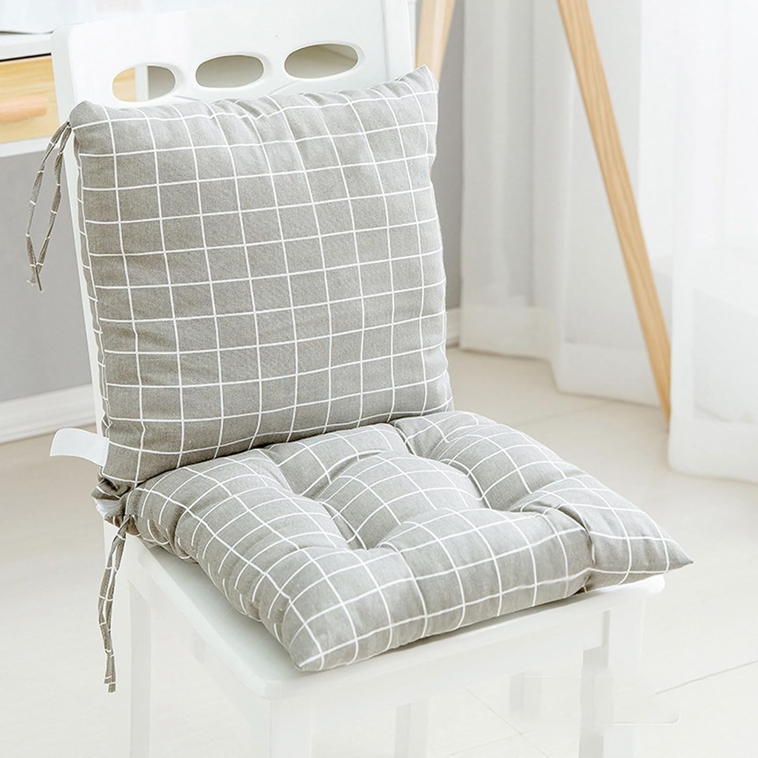 Pack de 2 cojines para silla con respaldo Almohadillas para asiento y respaldo con cinta de velcro Cojín de respaldo bajo para silla de jardín 40x80cm Respaldo para silla extraíble