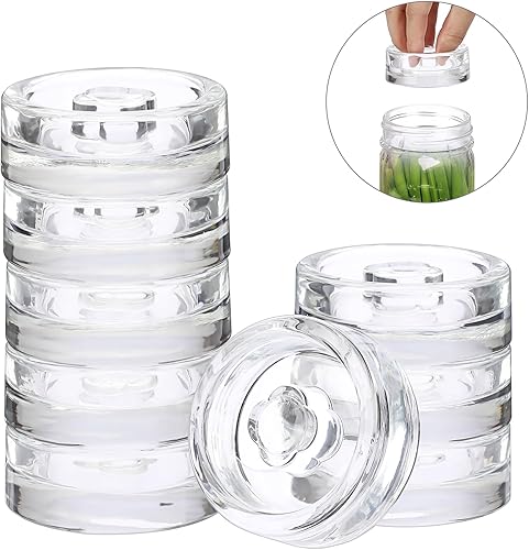 BSTKEY Paquete de 9 pesas de fermentación, pesas de vidrio con mango de fácil agarre para frascos Mason de boca ancha, pesas de conservas para
