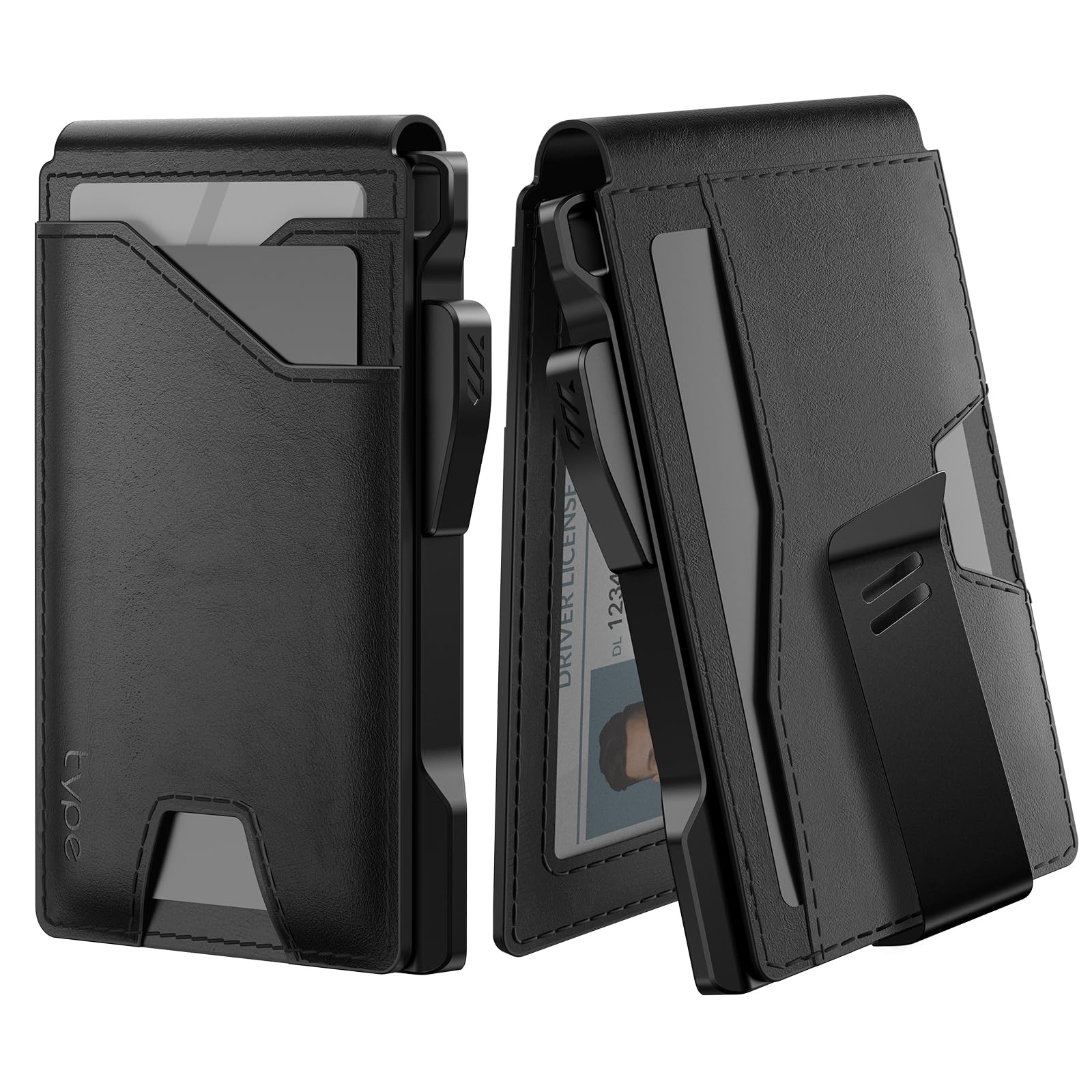 typecase Tactical Wallet for Men Card Holder: Pop Up Card Case, Genuine Leather, Smart, RFID Blocking, Slim, Minimalist, Thin, Front Pocket - 9-13
