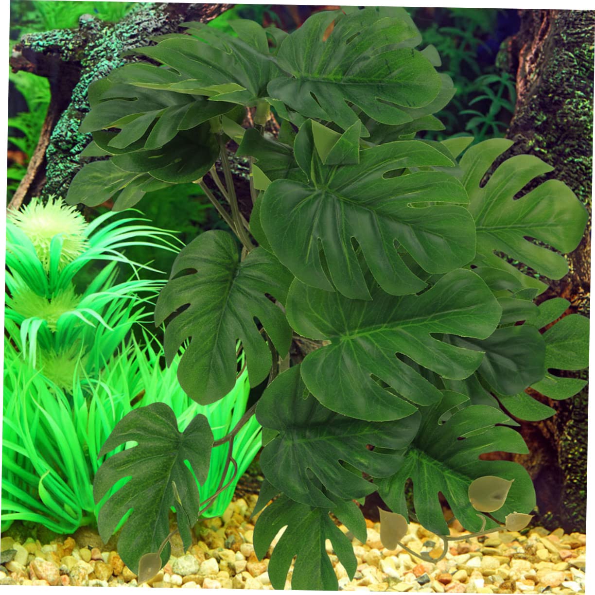 Abaodam Terrarium Decor Realistic Reptile Plant Fake Aquarium Plants Gecko Climbing Decor Indoor