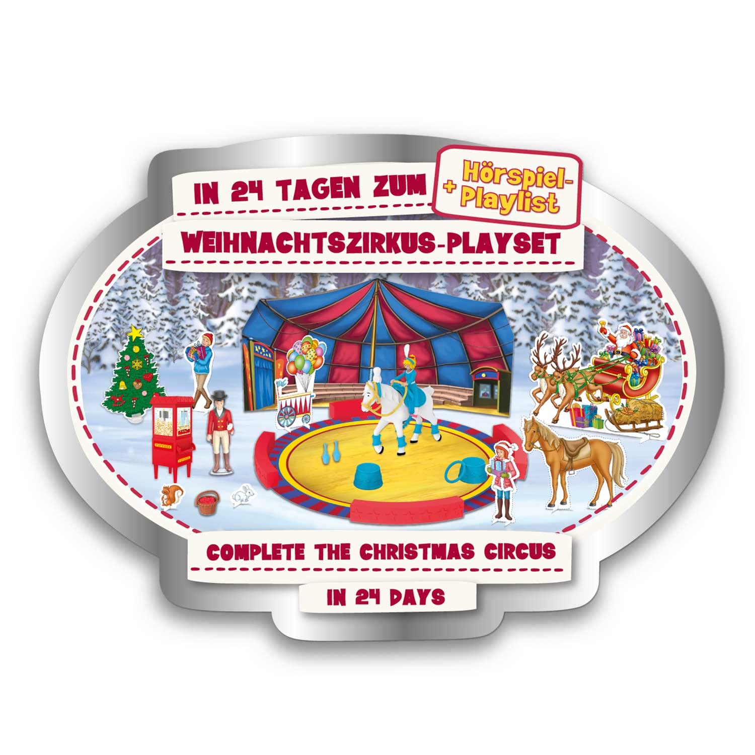CRAZE Spielzeug Adventskalender Bibi & Tina Weihnachtszirkus, Adventskalender Kinder mit 24 tollen Pferdespielzeugen, komplettes Spielset