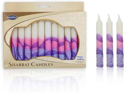 Miniatura 8 de Majestic Giftware /Safed Candles - Paquete de 12 velas Shabat (SC-SHTR-T) Velas tradicionales de Shabat hechas a mano de 5 pulgadas sin goteo Se