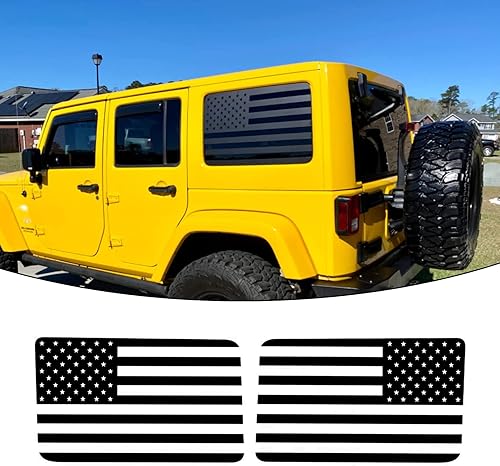 Calcomanías de vinilo precortadas con la bandera estadounidense para Jeep Wrangler JL JLU 2018 2019 2020 2021 2022 2023 (1 par, negro mate)