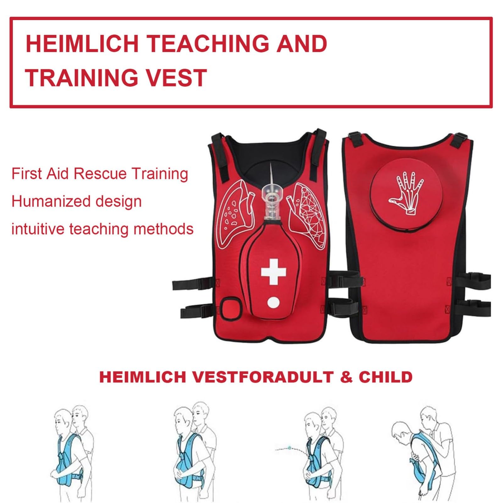 Giubbotto di Addestramento All Manovra di Heimlich per Adulti Gilet Antisoffocamento per Allenamento Ostruzione per Studenti Infermieri e Formazione Medica A