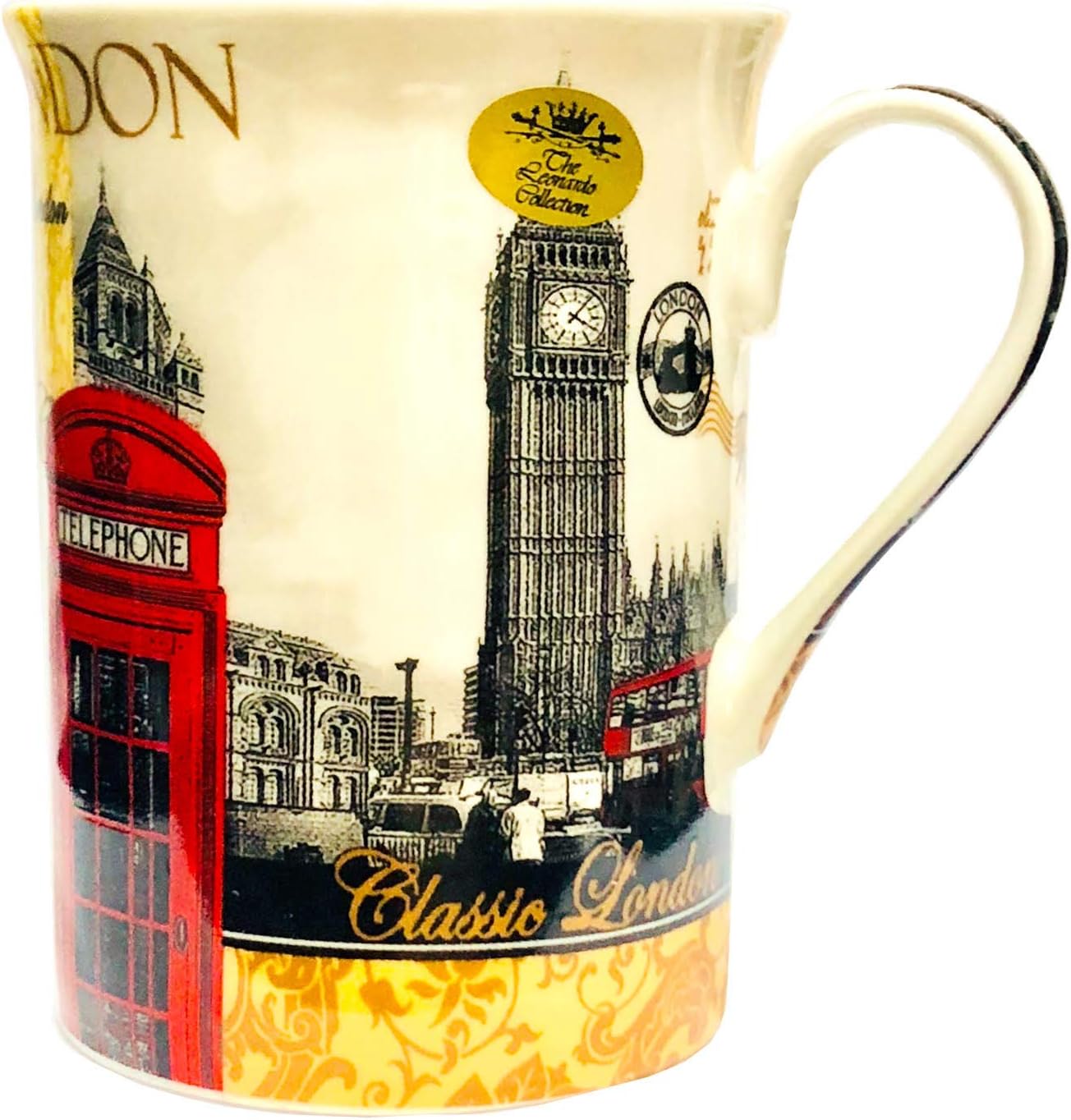 The Leonardo Collection New London Fine China Mug for Hot Drinks | Fine China Printed Coffee Cups for Kitchen & Home | Reusable Tea and Coffee Mugs for Every Occasion & All Type of Drinks