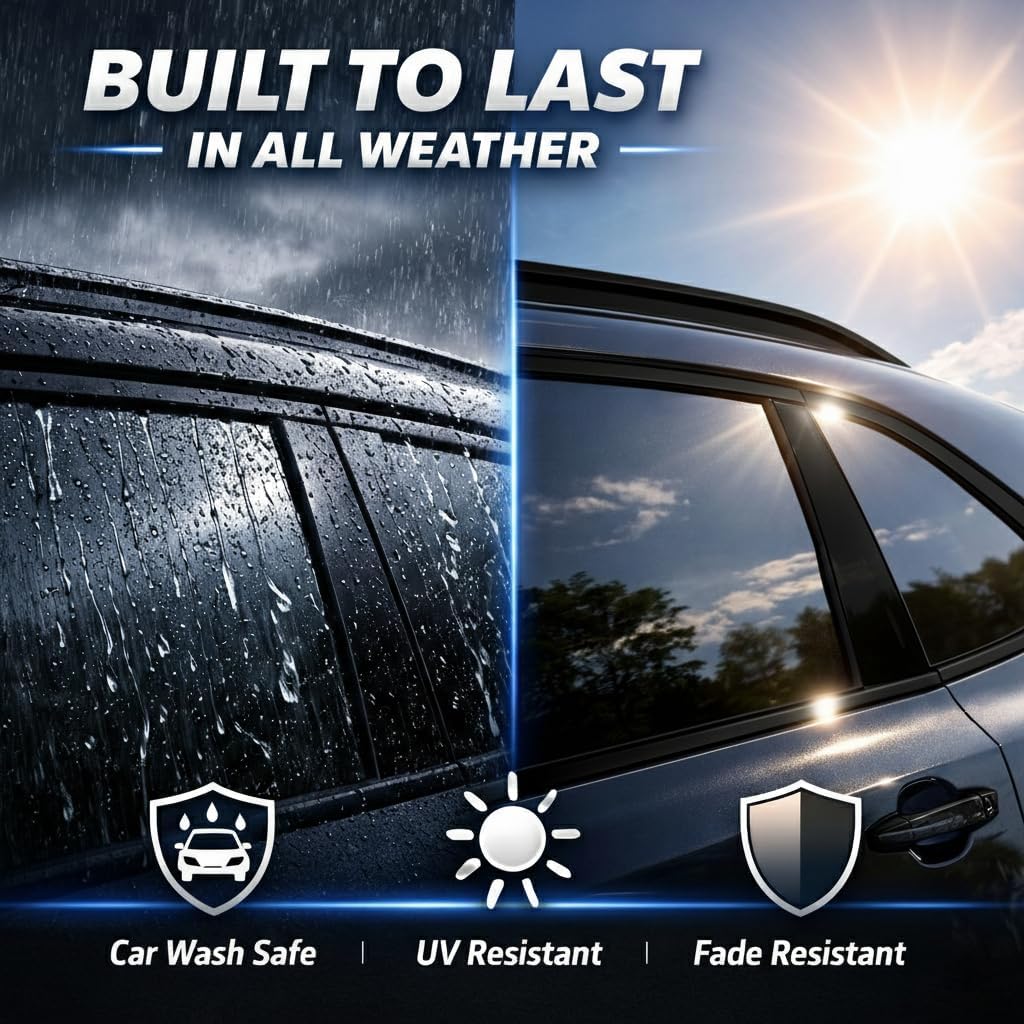 Side Window Trim Chrome Delete Overlay fit for 2021 2022 2023 2024 Kia Sorento Vinyl Wrap Kit with Gloss Black Blackout Film Accessories