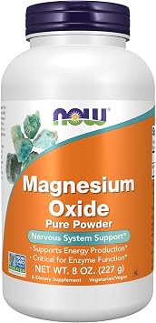 NOW Foods Supplements, Magnesium Oxide, Enzyme Function*, Nervous System Support*, 8-Ounce