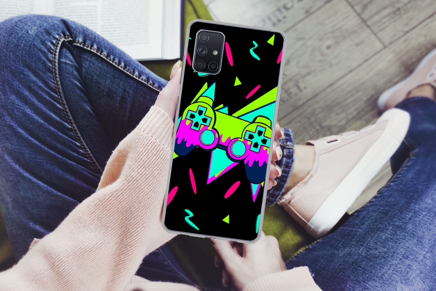 MuchoWow Funda para Samsung Galaxy A51 5G - Juego - Mando - Negro - Funda de Silicona/Funda Blanda para teléfono móvil