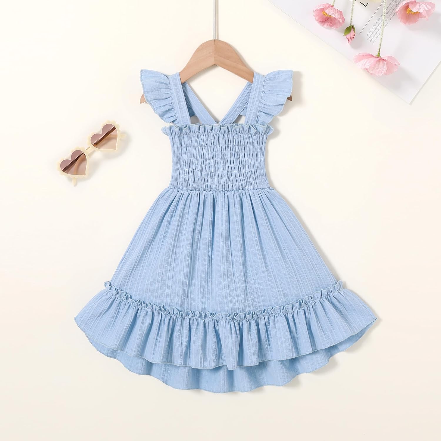 YOUNGER TREE Toddler Dress Girls Summer Ruffle Sleeveless Smocked Dresses Kids Beach Casual Sundress - Image 3